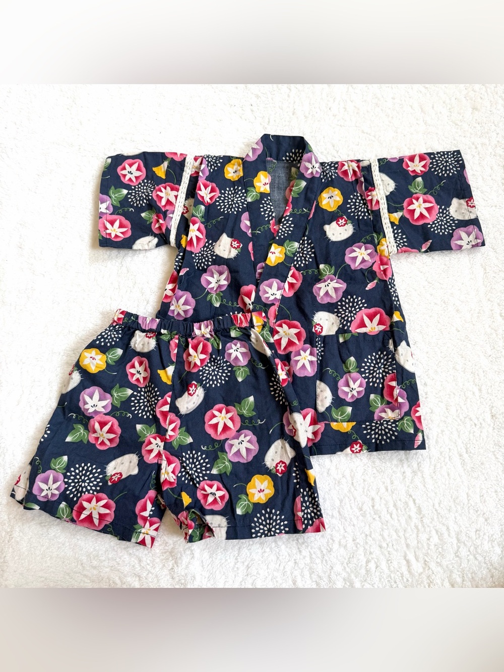 Sanrio Hello Kitty toddler Girls Jinbei Kimono Yukata 2T Pajama Pants Tops Japan